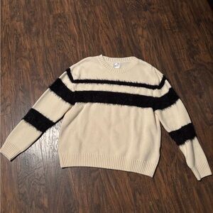 Anine Bing Cream and Black Striped Sweater 80% Wool